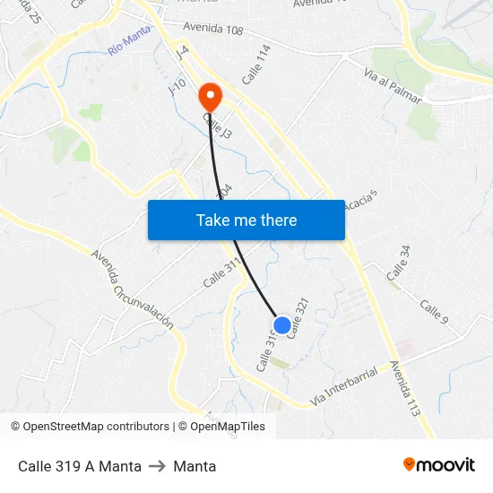 Calle 319 A Manta to Manta map