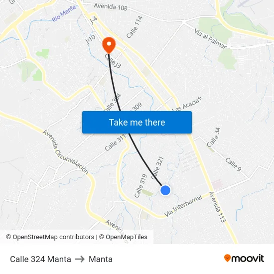 Calle 324 Manta to Manta map