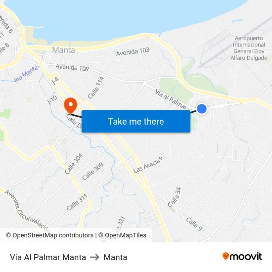 Via Al Palmar Manta to Manta map