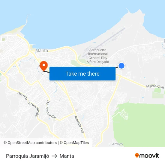 Parroquia Jaramijó to Manta map