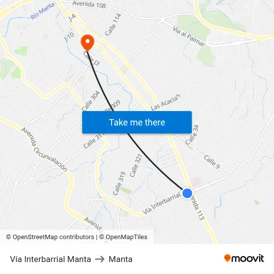 Vía Interbarrial Manta to Manta map