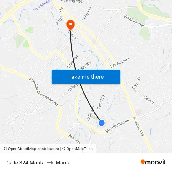 Calle 324 Manta to Manta map