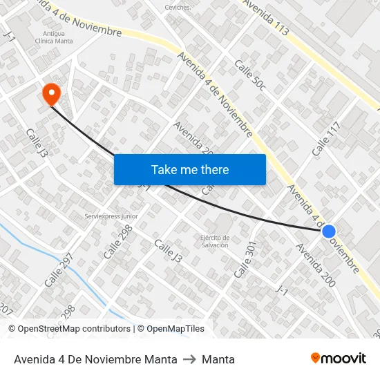 Avenida 4 De Noviembre Manta to Manta map