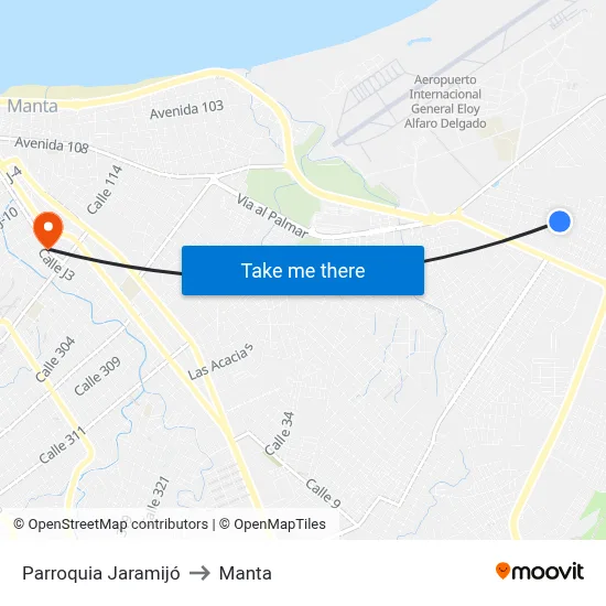 Parroquia Jaramijó to Manta map