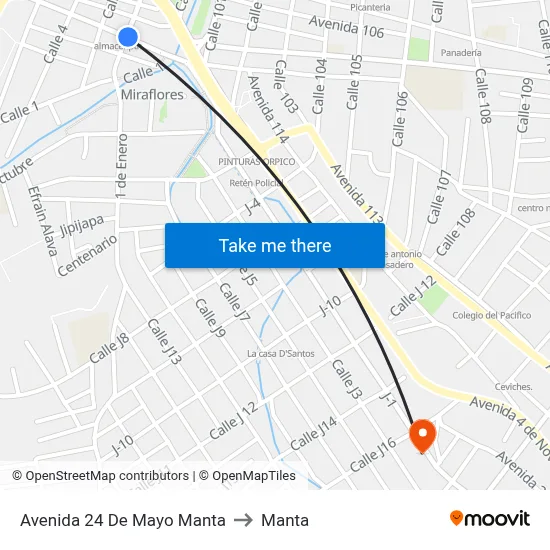 Avenida 24 De Mayo Manta to Manta map