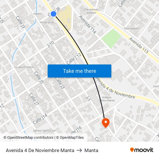 Avenida 4 De Noviembre Manta to Manta map