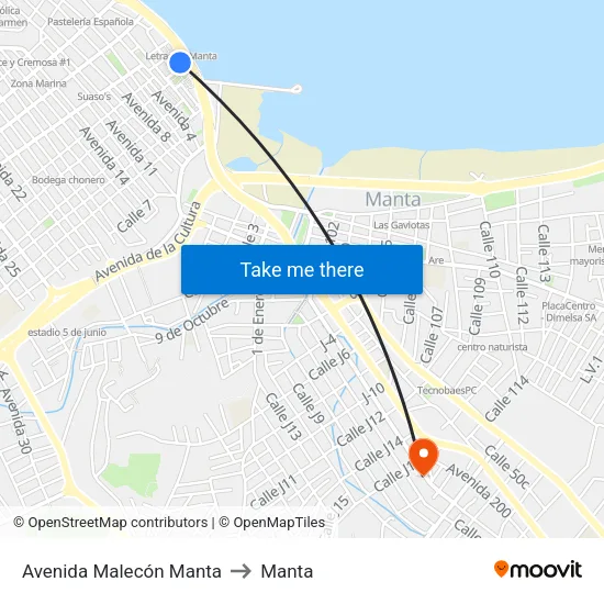 Avenida Malecón Manta to Manta map