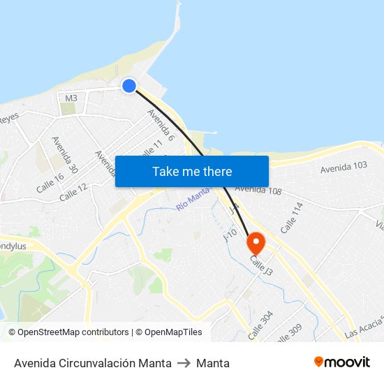 Avenida Circunvalación Manta to Manta map