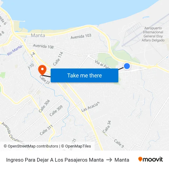 Ingreso Para Dejar A Los Pasajeros Manta to Manta map