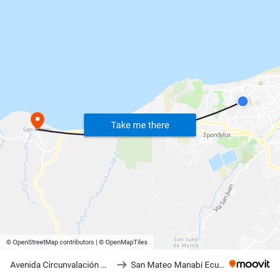 Avenida Circunvalación Manta to San Mateo Manabí Ecuador map