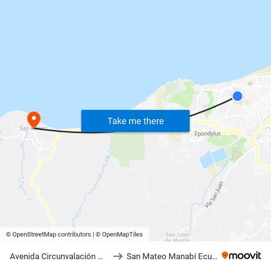 Avenida Circunvalación Manta to San Mateo Manabí Ecuador map