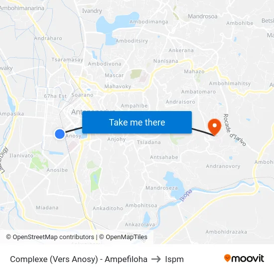 Complexe (Vers Anosy) - Ampefiloha to Ispm map