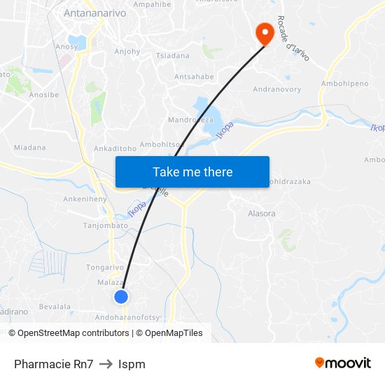 Pharmacie Rn7 to Ispm map