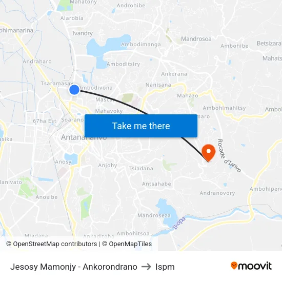 Jesosy Mamonjy - Ankorondrano to Ispm map