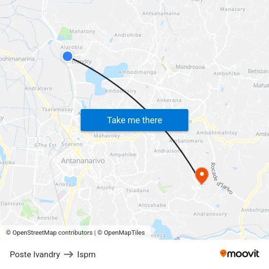 Poste Ivandry to Ispm map