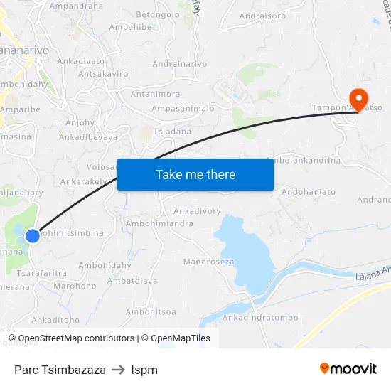 Parc Tsimbazaza to Ispm map