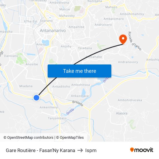 Gare Routière - Fasan'Ny Karana to Ispm map