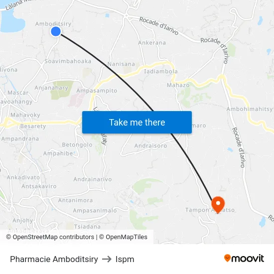 Pharmacie Amboditsiry to Ispm map