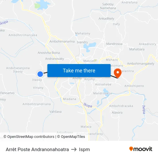 Arrêt Poste Andranonahoatra to Ispm map