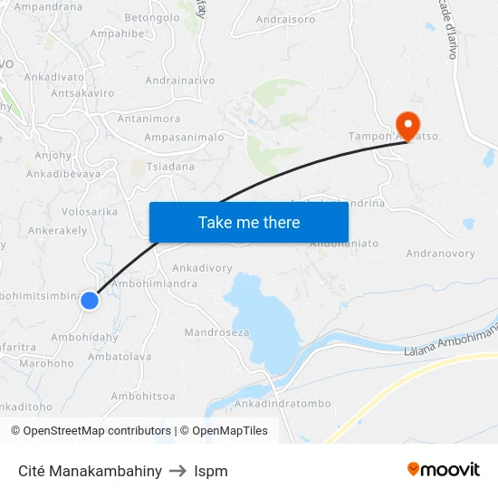 Cité Manakambahiny to Ispm map