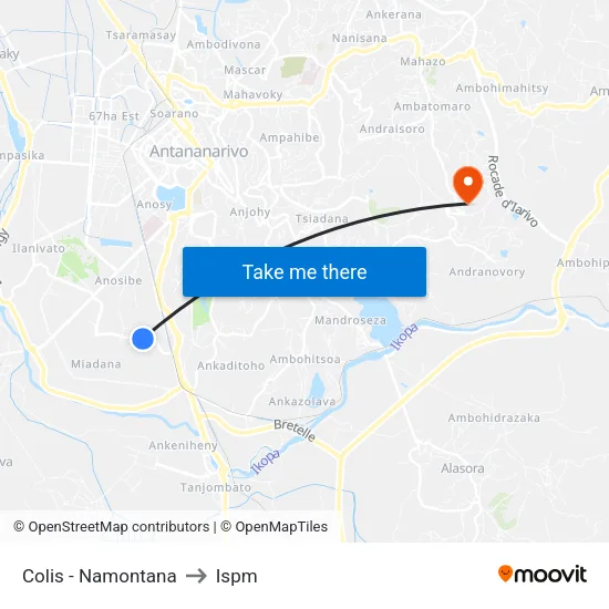 Colis - Namontana to Ispm map