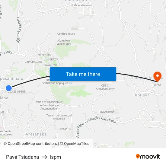 Pavé Tsiadana to Ispm map