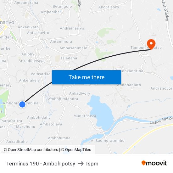 Terminus 190 - Ambohipotsy to Ispm map