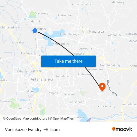 Voninkazo - Ivandry to Ispm map
