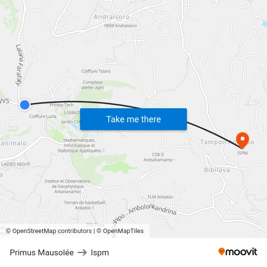 Primus Mausolée to Ispm map