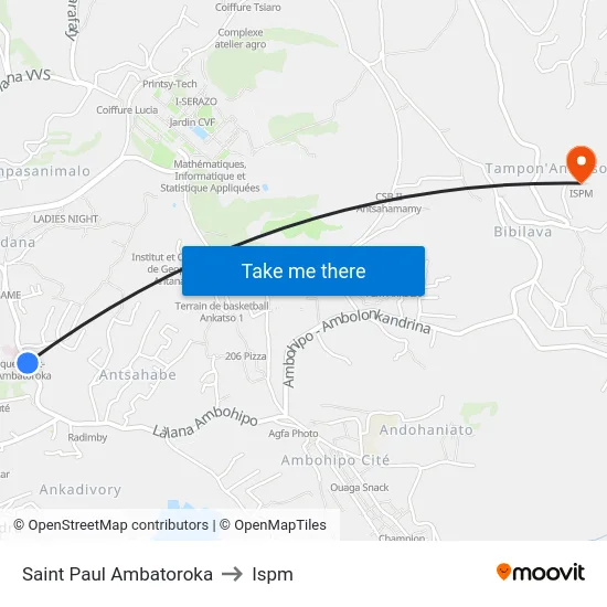 Saint Paul Ambatoroka to Ispm map