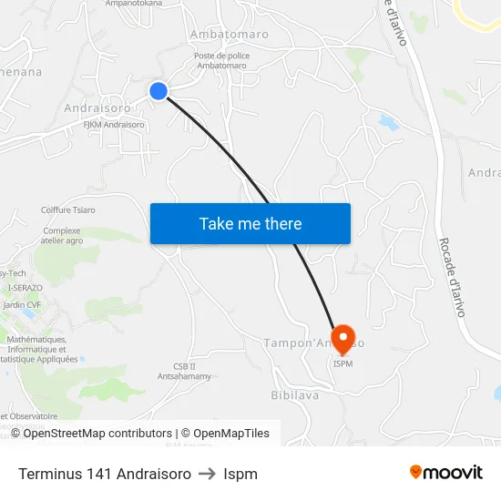 Terminus 141 Andraisoro to Ispm map
