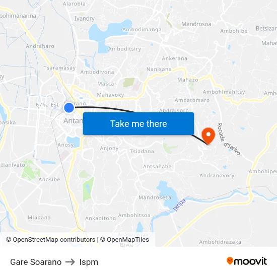 Gare Soarano to Ispm map
