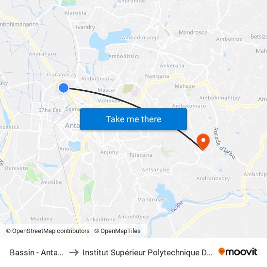 Bassin - Antanimena to Institut Supérieur Polytechnique De Madagascar map