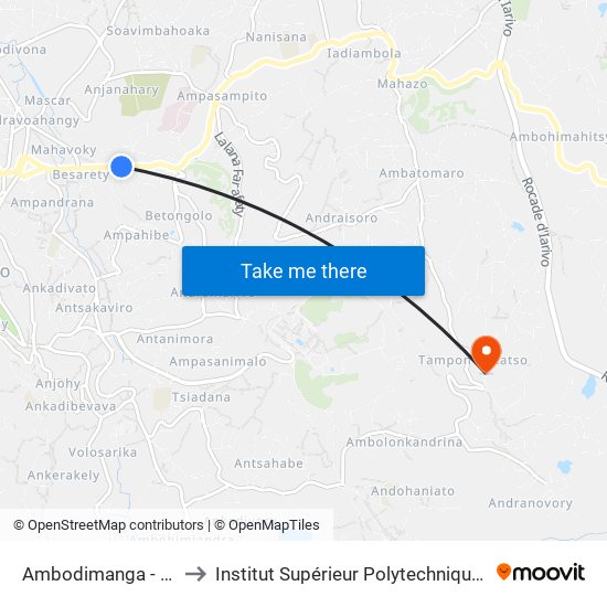 Ambodimanga - Avaradoha to Institut Supérieur Polytechnique De Madagascar map