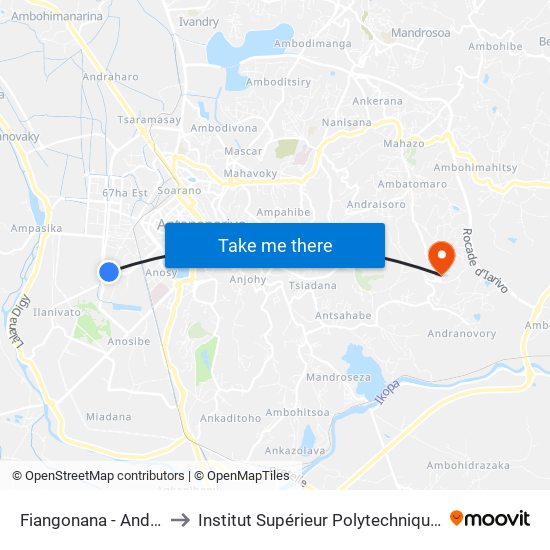 Fiangonana - Andavamamba to Institut Supérieur Polytechnique De Madagascar map