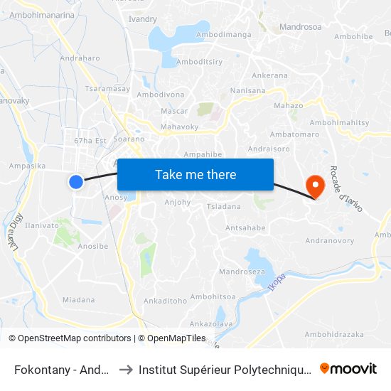 Fokontany - Andavamamba to Institut Supérieur Polytechnique De Madagascar map