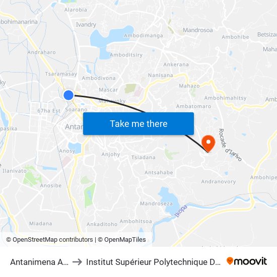 Antanimena Ambany to Institut Supérieur Polytechnique De Madagascar map