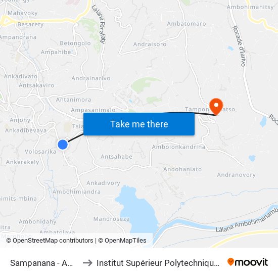 Sampanana - Ambatoroka to Institut Supérieur Polytechnique De Madagascar map