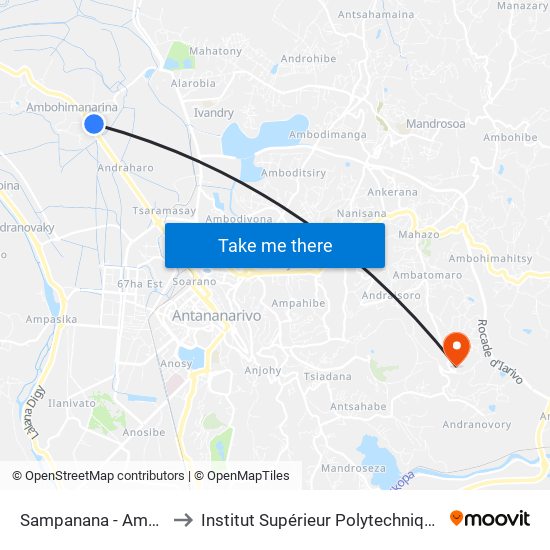 Sampanana - Ambodivorikely to Institut Supérieur Polytechnique De Madagascar map