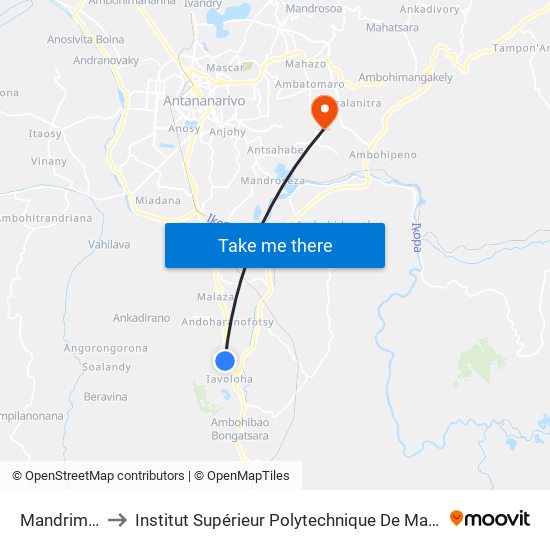 Mandrimena to Institut Supérieur Polytechnique De Madagascar map