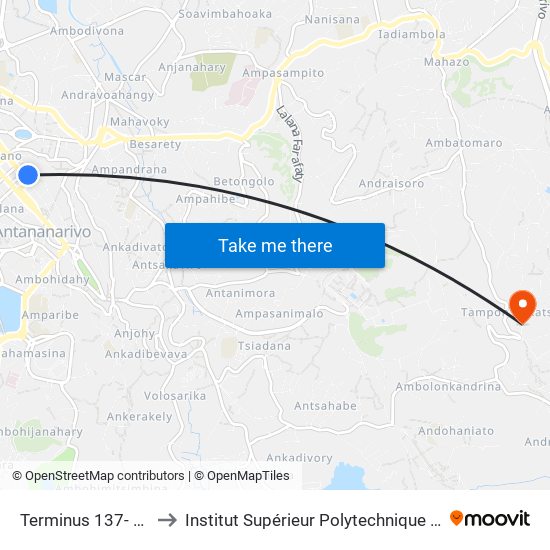 Terminus 137- Analakely to Institut Supérieur Polytechnique De Madagascar map