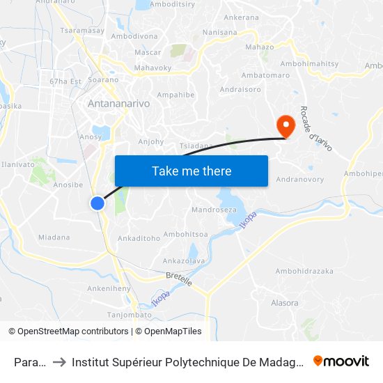 Paraky to Institut Supérieur Polytechnique De Madagascar map