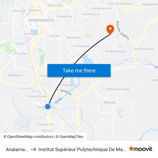 Analamanga to Institut Supérieur Polytechnique De Madagascar map