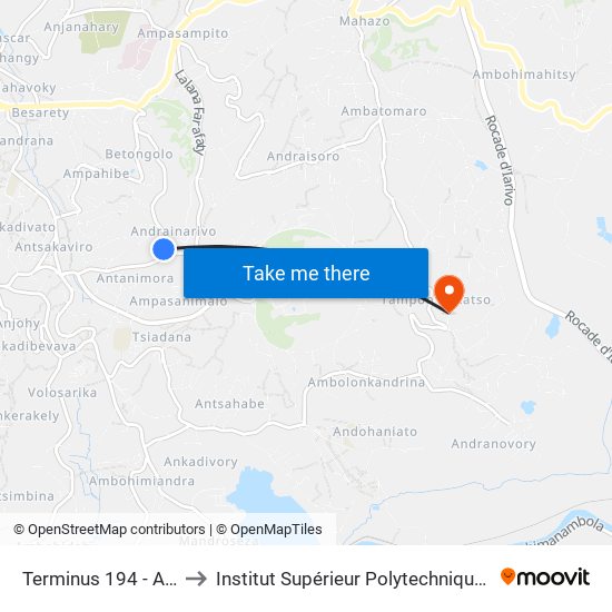 Terminus 194 - Antanimora to Institut Supérieur Polytechnique De Madagascar map