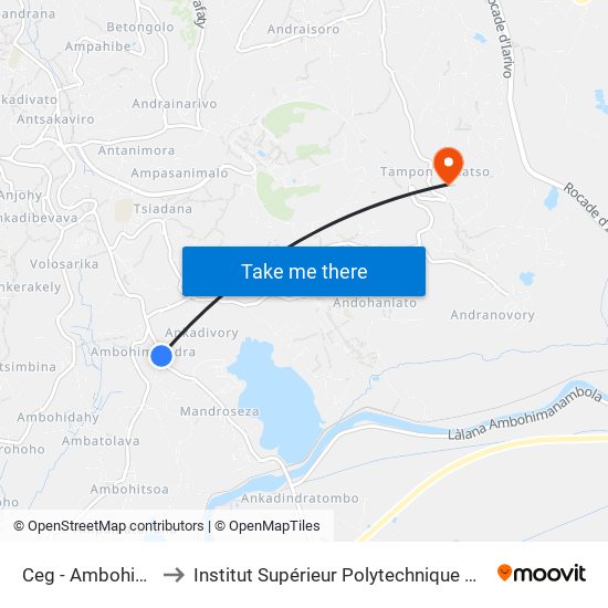 Ceg - Ambohimiandra to Institut Supérieur Polytechnique De Madagascar map