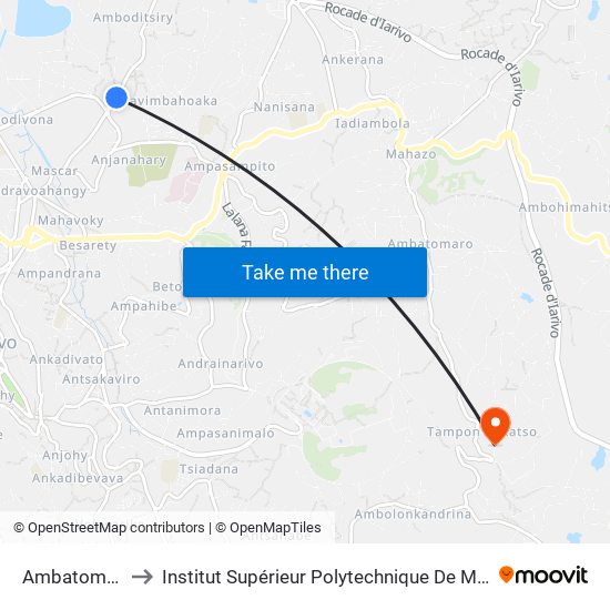 Ambatomainty to Institut Supérieur Polytechnique De Madagascar map