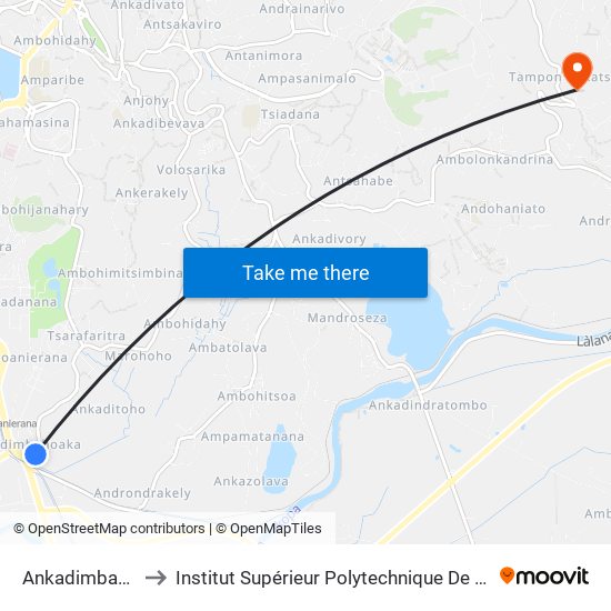 Ankadimbahoaka to Institut Supérieur Polytechnique De Madagascar map