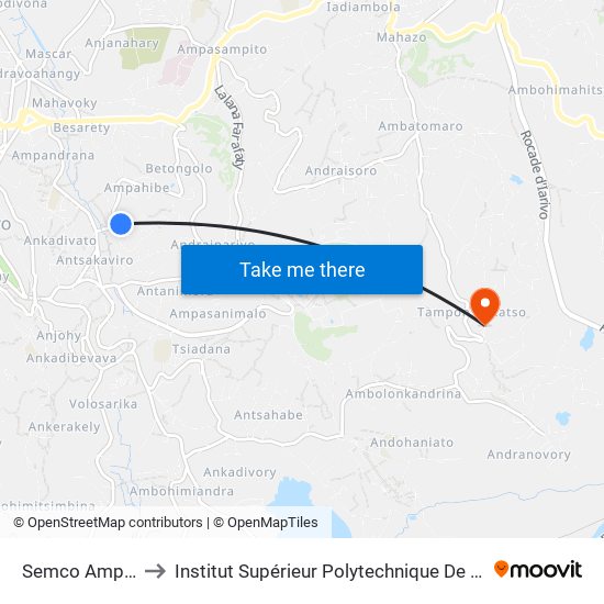 Semco Ampahibe to Institut Supérieur Polytechnique De Madagascar map