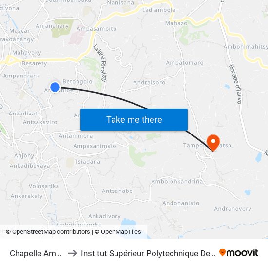 Chapelle Ampahibe to Institut Supérieur Polytechnique De Madagascar map