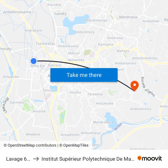 Lavage 67ha to Institut Supérieur Polytechnique De Madagascar map